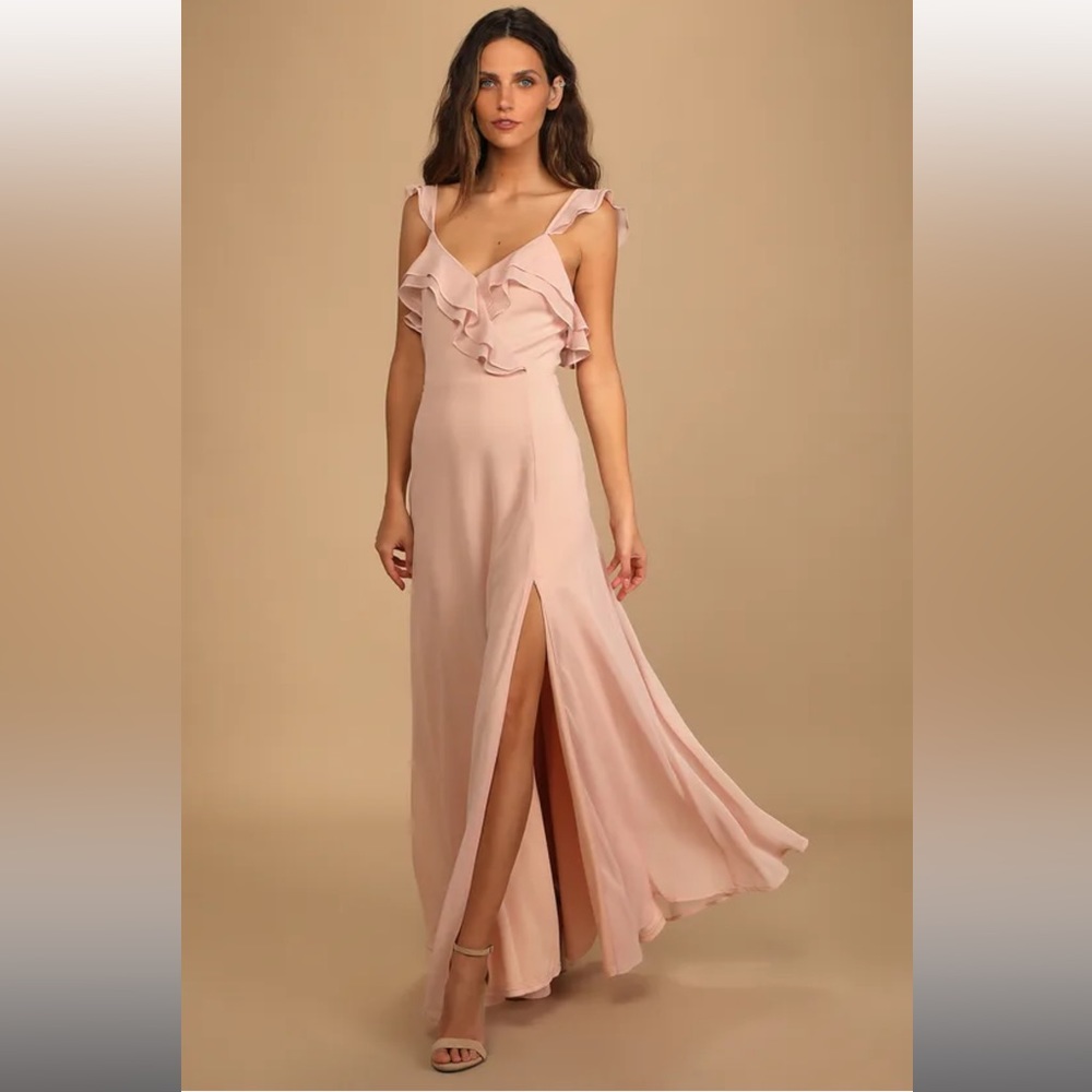 Adoring Glances Blush Ruffled Maxi Dress -XL